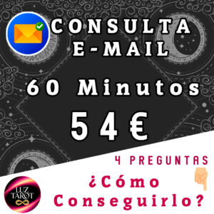 A través de este servicio de Tarot por email de 60 minutos, podrás realizar tu consulta recibiéndola directamente en tu correo electrónico.