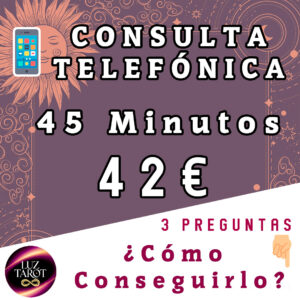 Consulta de tarot telefónico de 45 minutos: obtén respuestas inmediatas y orientación espiritual personalizada. Descubre claridad y guía para tu camino.