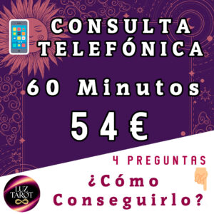 Consulta de tarot telefónico de 60 minutos: obtén respuestas inmediatas y orientación espiritual personalizada. Descubre claridad y guía para tu camino.
