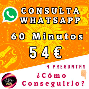 Realiza tu consulta a través de nuestro Tarot en Línea por WhatsApp de 60 minutos. Nuestros tarotistas te brindarán respuestas y orientación para tus inquietudes, ya sea en temas de amor, trabajo, familia u otros aspectos de tu vida.